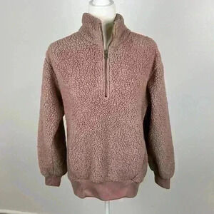 American Eagle Pink/Purple Quarter Zip Sherpa Size XS